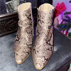 Snake-Print Booties